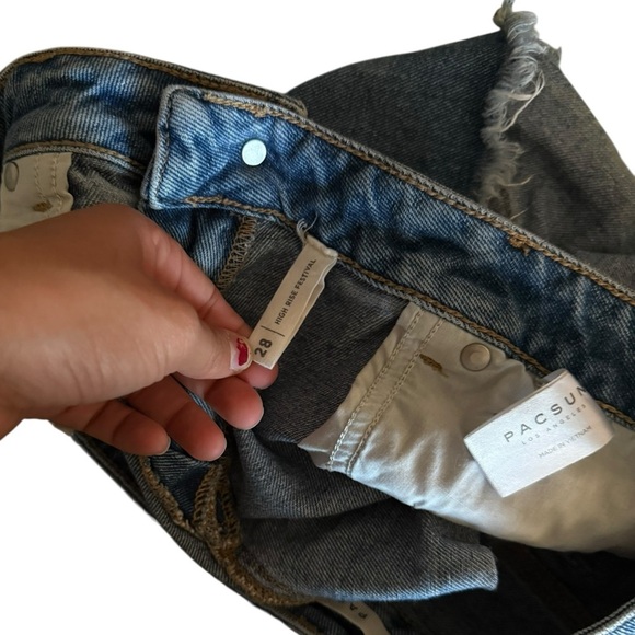 Pacsun High Rise Festival Distressed Denim Jean Shorts - Picture 4 of 5